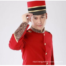 Red Hotel Uniform for Men Hotel Reception Uniform for Waiter